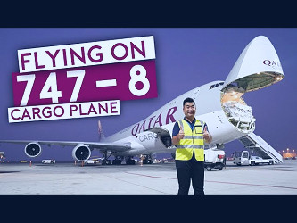 Flying on Qatar Airways B747-8 Cargo Plane - YouTube